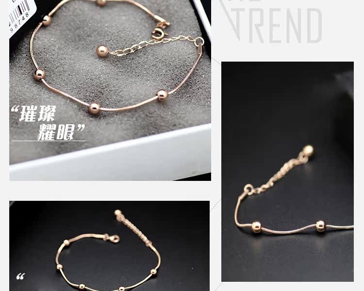 Fuyuanshun titan thép 18K vàng hồng Nhật Bản và Hàn Quốc phiên bản chuỗi hạt rắn chuỗi hạt trang sức nữ trang sức lắc chân nữ vàng đẹp