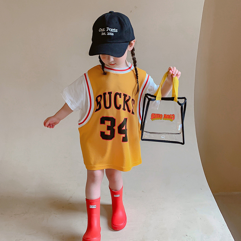 Girl Nets Red Summer Dress Foreign Dress Children's Summer Fashion Princess Dresses Baby Han Edition Sports T-shirt Dress