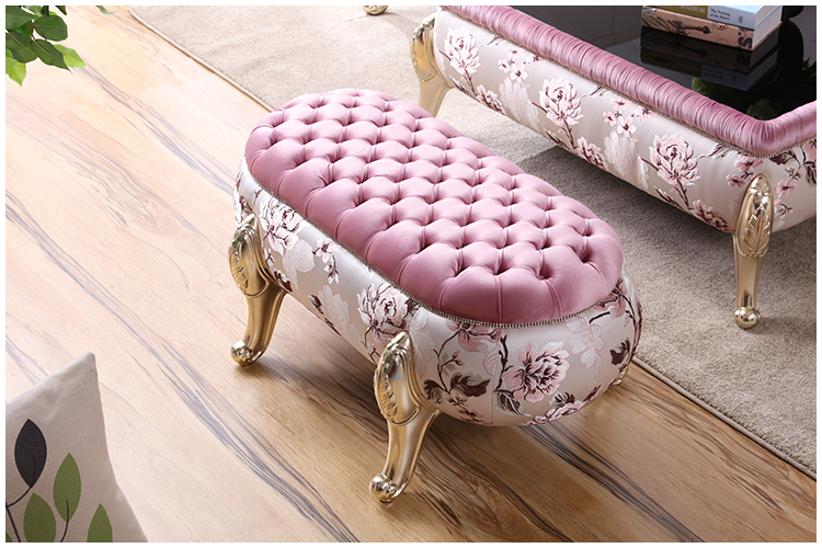 Tân cổ điển Châu Âu-phong cách sofa góc phòng khách bàn cà phê bí ngô phân sofa phân thay đổi giày phân vải sofa bộ hoàn chỉnh của đồ nội thất