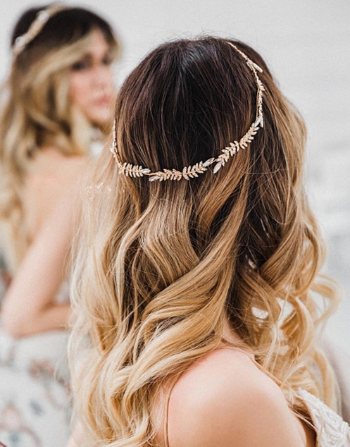 Bohemian Style Rhinestone Exquisite and Elegant Gold Leaf Soft Wreath Retro Bridal Headdress Wedding Photography Hair Accessories