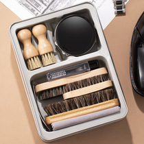 Shoe brush set horse brush iron box black leather oil shine shoes special tool to shine shoes