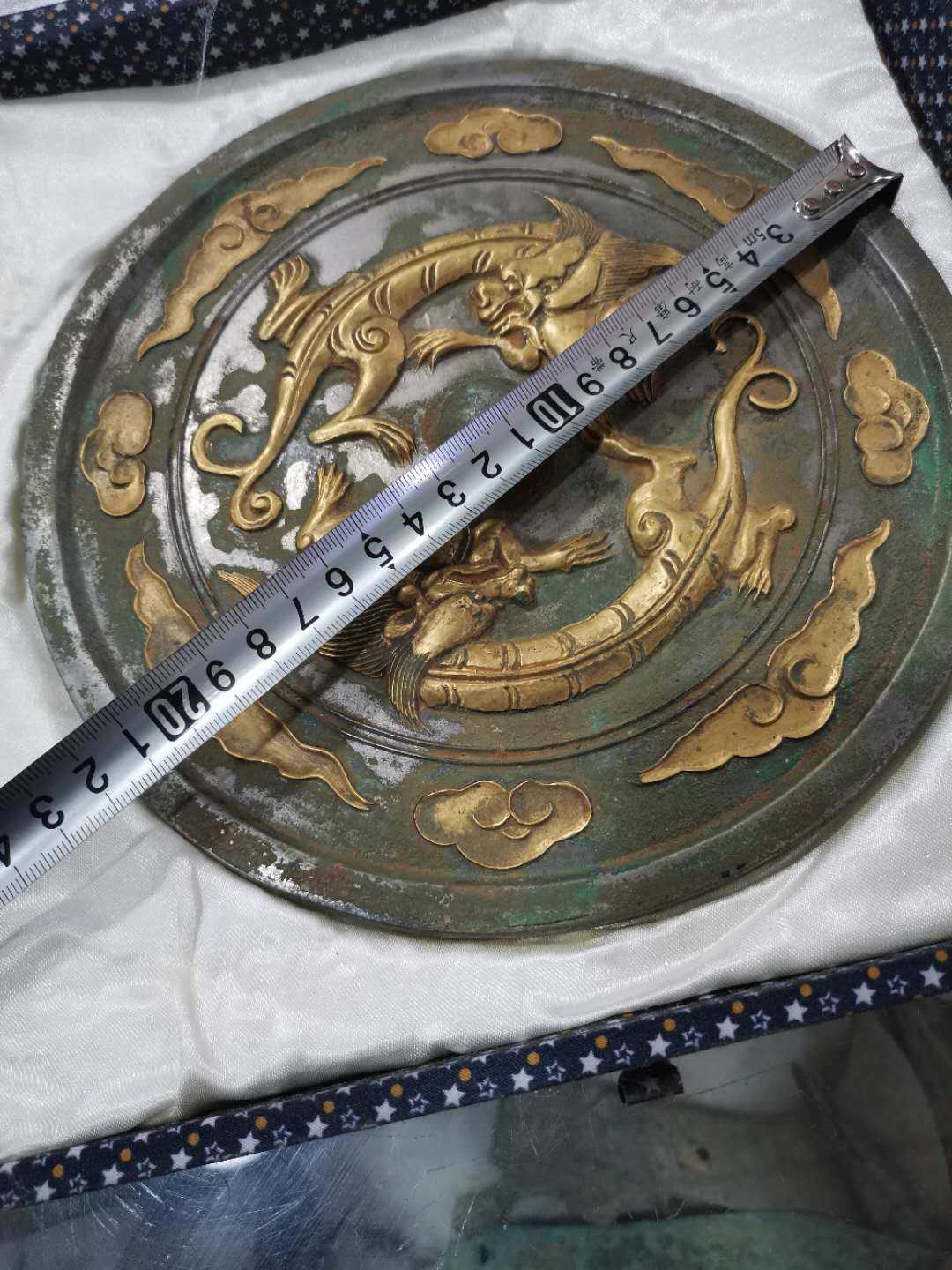 Antique bronze projection transparent mirror gilt high tin ornaments antique filming movie props