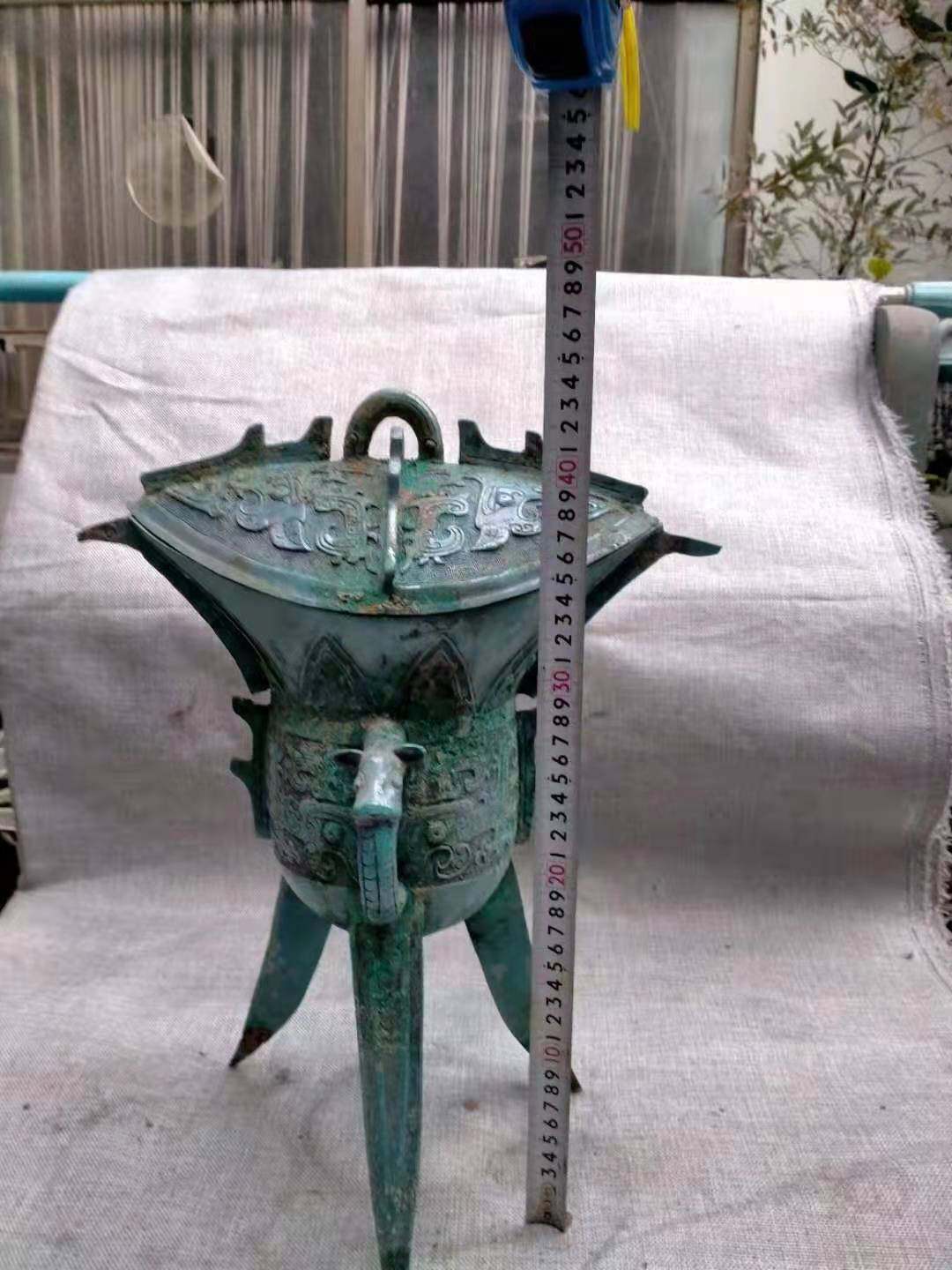 Imitation antique bronzer inscription wine with high tin with light high relief work rust in the bone calcified deep pendulum