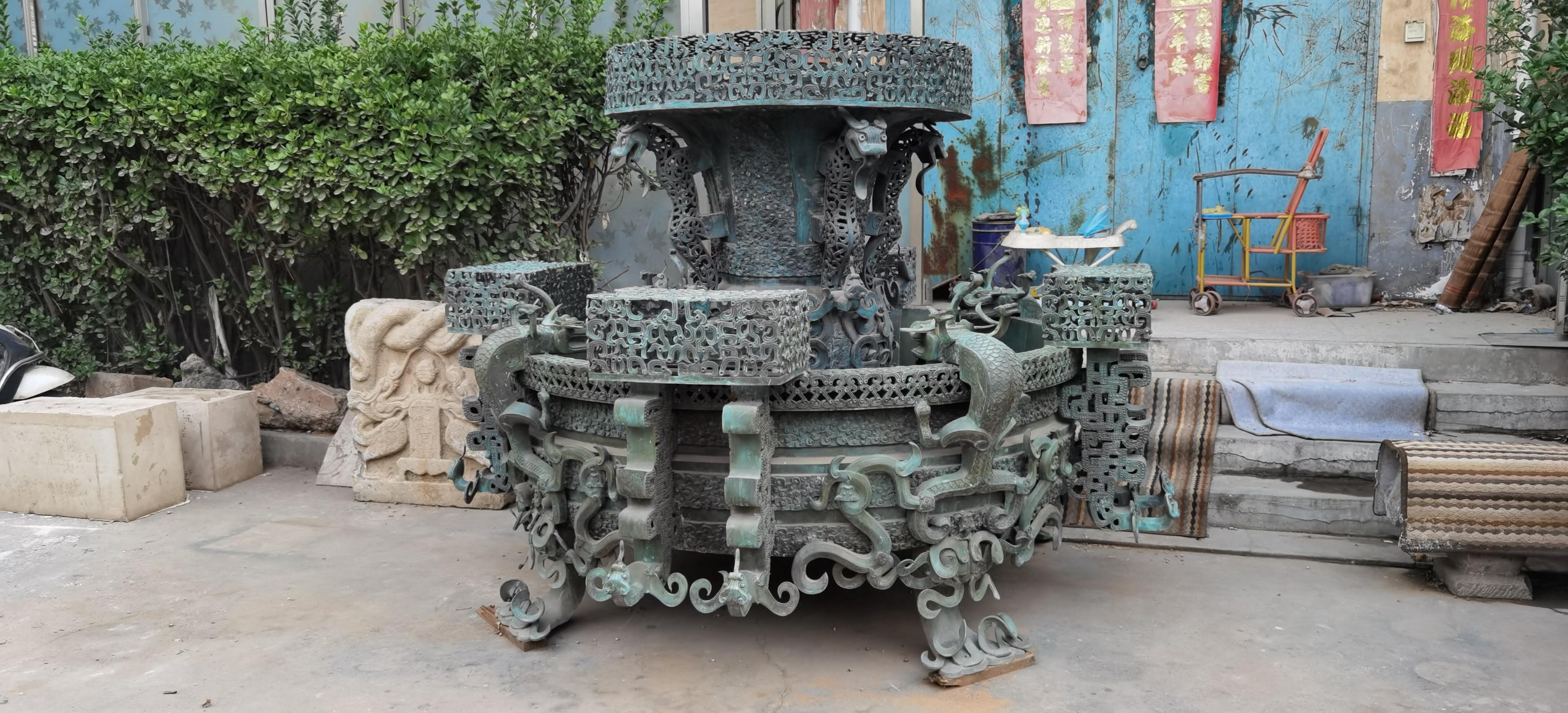 仿古青铜器战国早期曾侯乙尊盘做工精细摆件古董光皮锈出厂租售