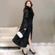 Rabbit fur coat female 2023 winter new mother dress fox fur collar over the knee fur one long coat