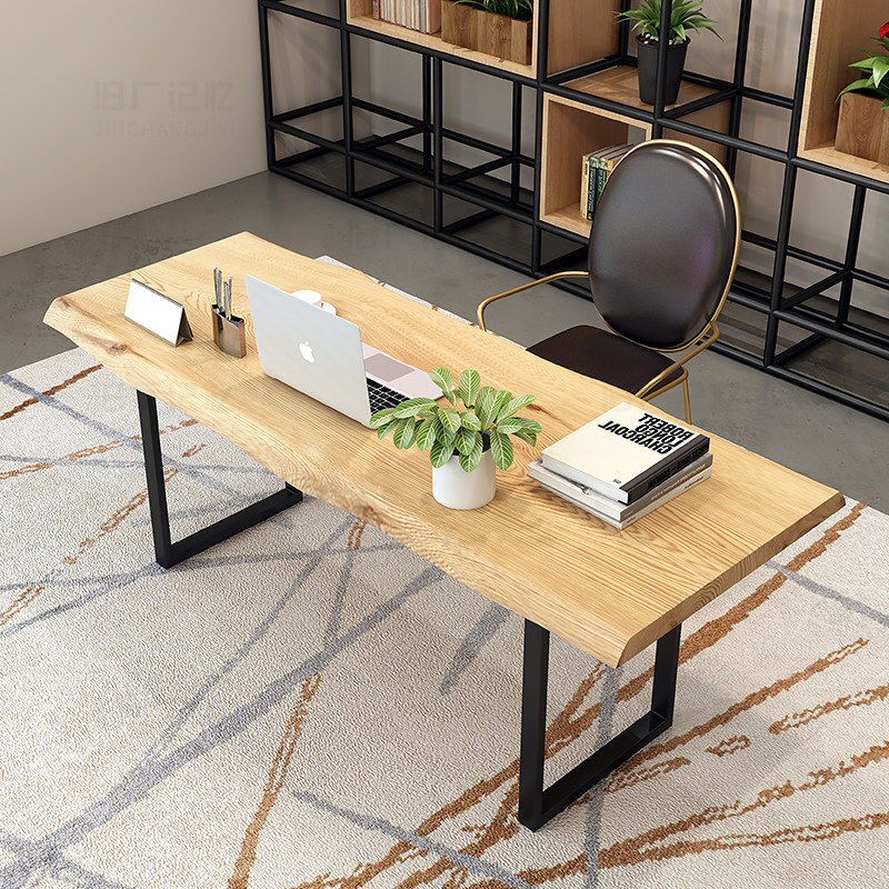 Nordic home solid wood computer desk retro desk creative desk log dining table simple bedroom desk