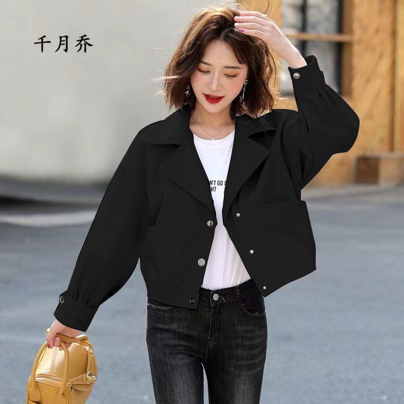 Korean Style Trench Coat for Women, Short Style, 2025 Spring and Autumn New Model, Petite Suit Collar Casual Stylish Jacket Top Korean Style Trench Coat for Women, Short Style, 2025 Spring and Autumn New Model, Petite Suit Collar Casual Stylish Jacket Top
