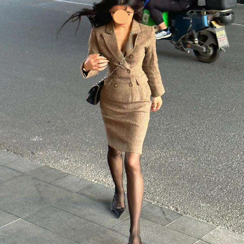 Law & Order: Criminal Intent 50 Wool Suit Skirt Set Professional Suit Blazer Woolen Pencil Skirt Two-Piece Set