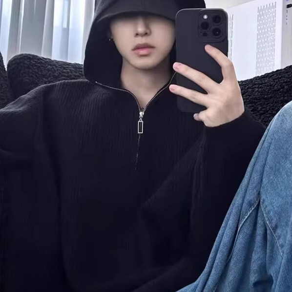 Knitted Hooded Sweatshirt for Men, Autumn and Winter Half-Zip Base Shirt, 2024 New Style, Lazy Style, Youthful, High-End Sweater Knitted Hooded Sweatshirt for Men, Autumn and Winter Half-Zip Base Shirt, 2024 New Style, Lazy Style, Youthful, High-End Sweater