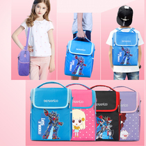 Primary school student book bag can carry double shoulder make-up bag one shoulder messenger tutoring school bag Childrens hand-carried portable learning bag