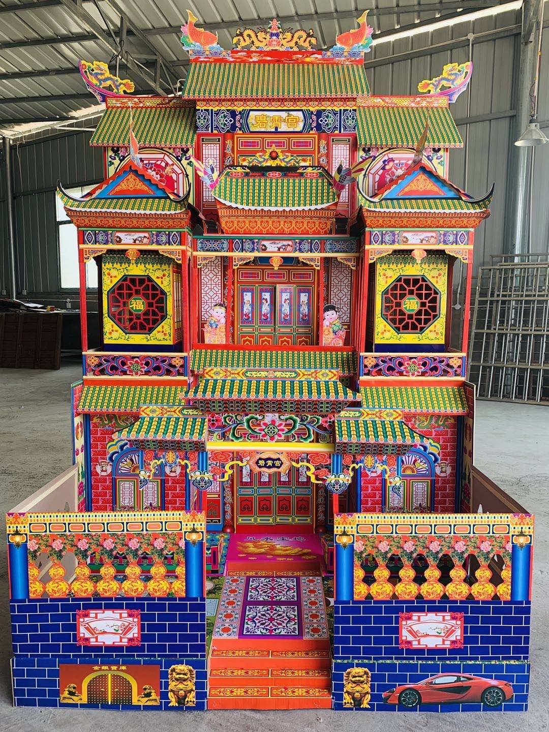 2 meters high bamboo frame mourning house funeral paper live paper room mourning house ghost house folding villa paper tie 120 type with hospital style