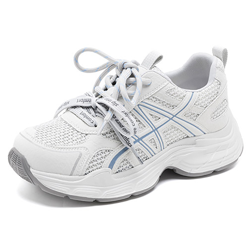 Aokang Women's Shoes 2026 Casual Lace-Up Mesh Women's Single Shoes 1262122090 Gray Blue 1262122092m
