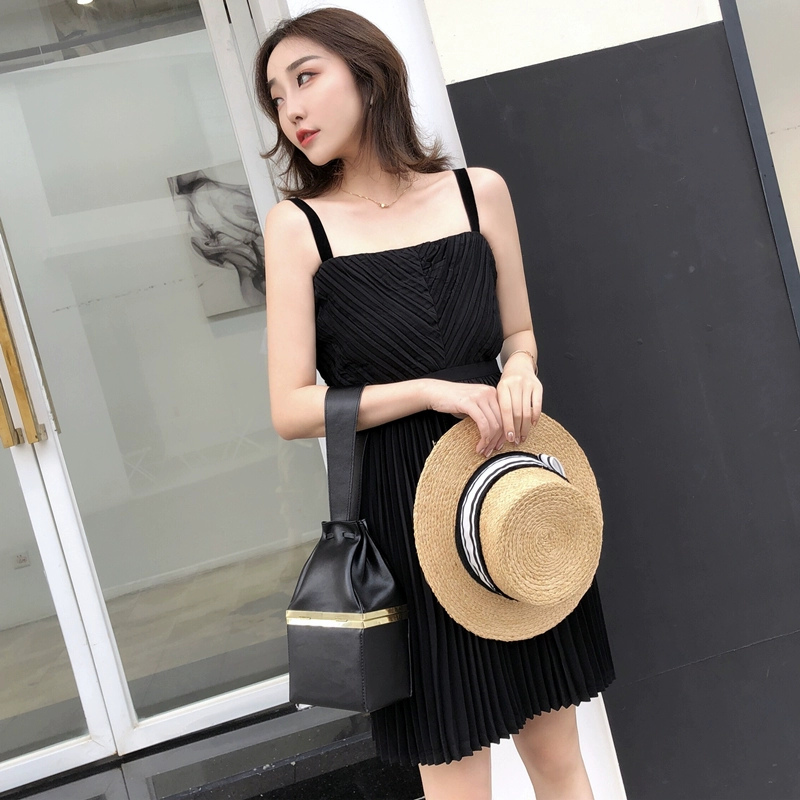 ANNA nhà mùa hè mới nhỏ tươi mát eo cao xếp ly váy xếp ly váy quần áo phụ nữ - Váy eo cao