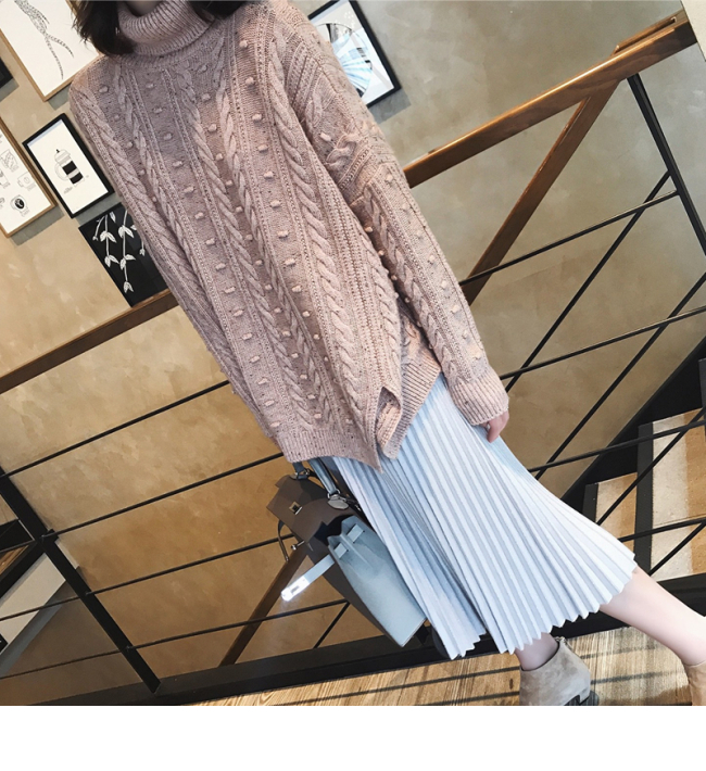 MMCO2018 mới lười gió cao cổ áo len nữ rộng màu caramel chic đỏ đỏ Quần áo nữ Hàn Quốc áo len ba lỗ nữ