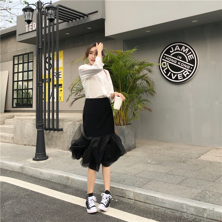 Mùa xuân 2019 mới thiết kế cổ áo sơ mi dài tay trắng rộng tay áo sơ mi nữ nhà Anna - Áo sơ mi áo sơ mi nữ dài tay cao cấp