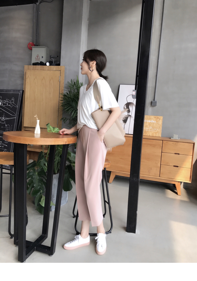 MMCO2018 xuân hè mới phù hợp với quần short ống rộng quần dài giản dị eo cao quần lọt khe shop quần áo nữ