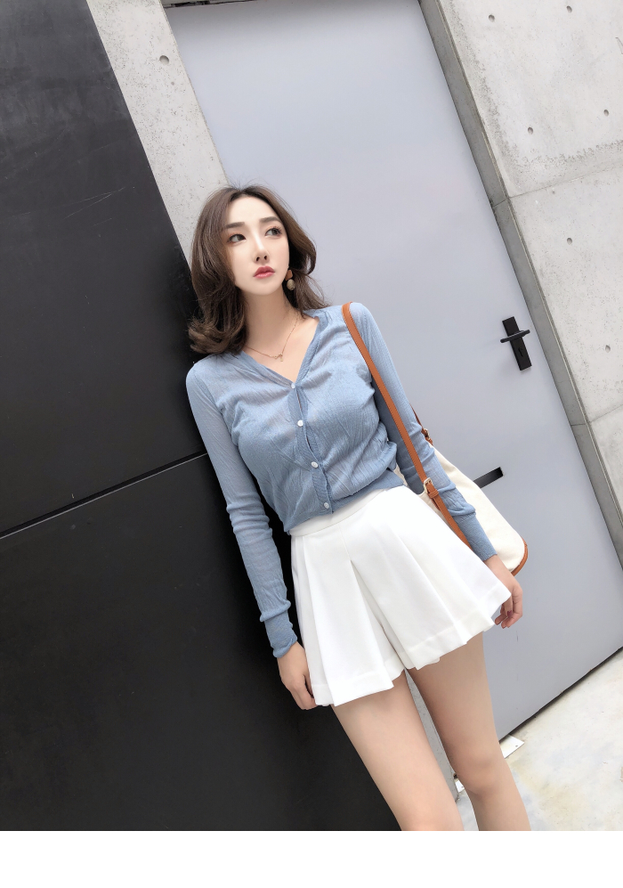 ◆ MMCO ◆ 2018 hè mới tay dài siêu mỏng thoáng khí áo nịt len ​​điều hòa áo len len chống nắng nữ áo khoác len mỏng