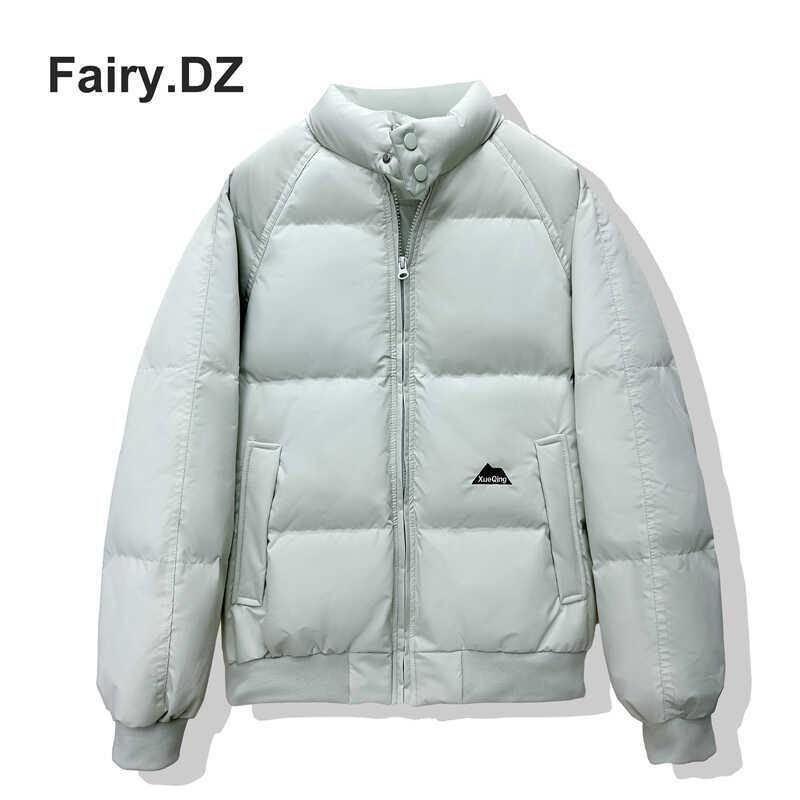 Women's Short down Jacket, American Style, Couple's 2024 New Model, Solid Color, Stand Collar, Winter Warm, Petite Size, White Duck down Coat