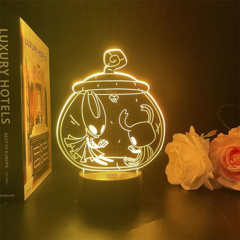 Hollow Knight: Song of Silk Merchandise, Hollow Knight Merchandise, Little Knight, Hornet, Atmospheric Night Light Gift