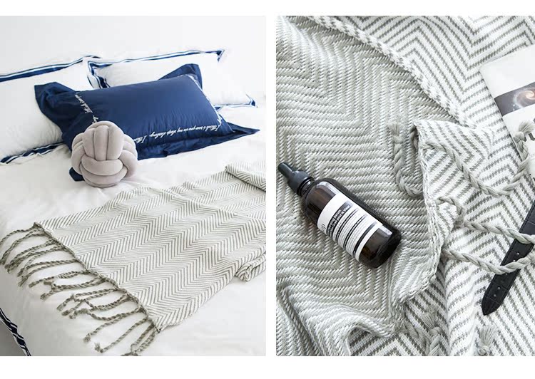 ins sóng Bắc Âu bông tua chăn mền chăn thú chăn mùa hè trang trí chăn sofa đan máy lạnh chăn - Ném / Chăn chăn lông cừu xịn