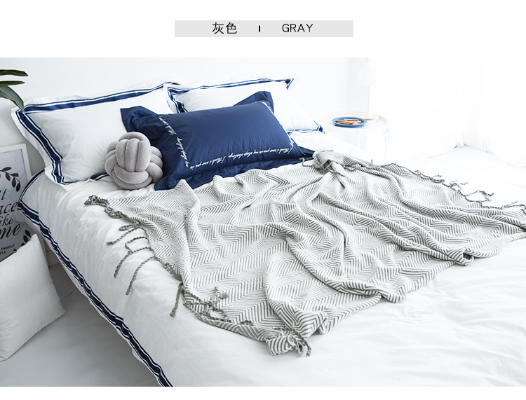 ins sóng Bắc Âu bông tua chăn mền chăn thú chăn mùa hè trang trí chăn sofa đan máy lạnh chăn - Ném / Chăn chăn lông cừu xịn