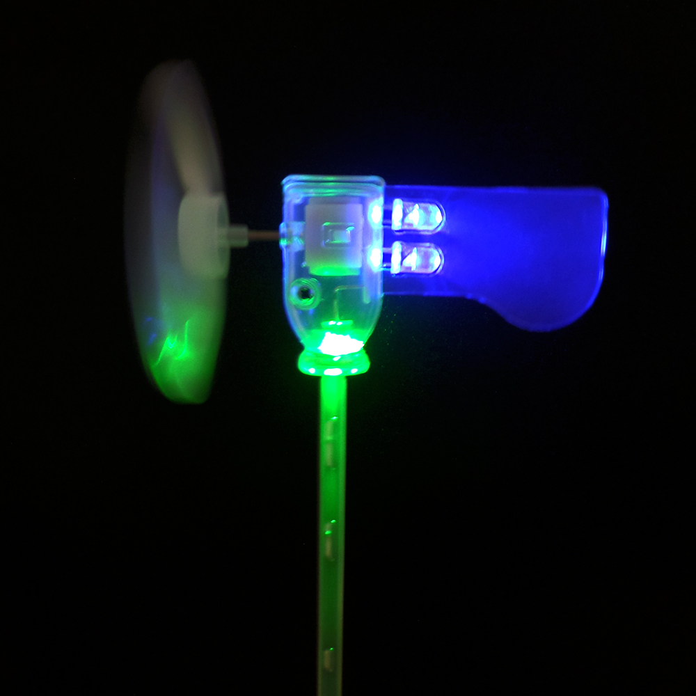 Small miniature wind turbine Wind energy light emitting light LED windmill Wind energy power landscape light warning light