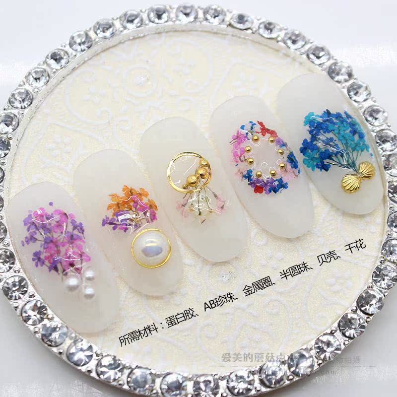 美甲指甲贴花干花光疗水晶甲新娘指甲油胶日系干花叶子 包邮饰品