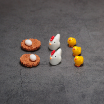 Hen eggs chicken coops chicks childrens house toys ornaments mini cute ultra-small miniature simulation animals