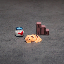 Kitten cat childrens house toys for boys and girls mini cute ultra-small miniature simulation animal model ornaments