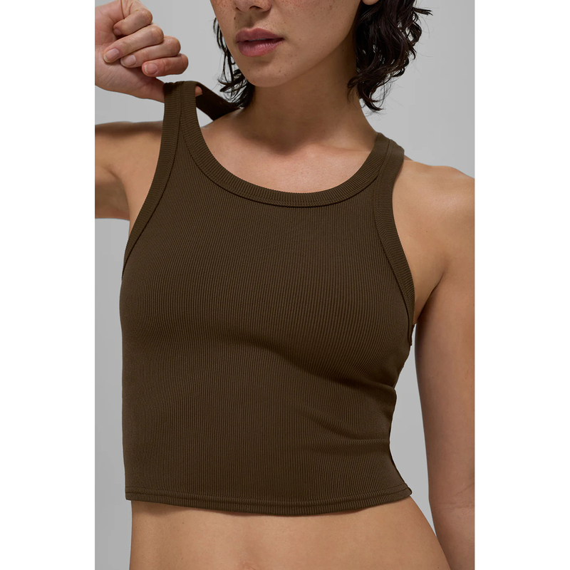 Ribbed Tank Top in Coffee Color