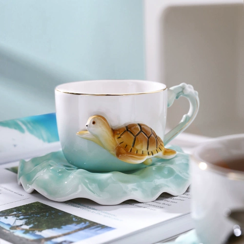 Морской милый изысканный керамический кофейный детский комплект, трендовая чайная чашка