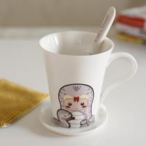 Cartoon 12 living relatives ceramic cup with lid small spoon mug cute super cute bone china tea cup