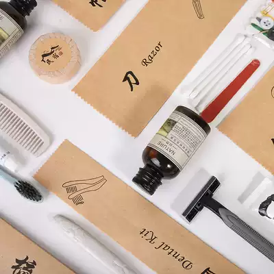 Hotel B & B Disposable toiletries Guesthouse Special Bamboo Charcoal Toothbrush Kraft Paper Straw Tooth Set