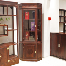 Mahogany East African rosewood corner cabinet triangle glass wine cabinet Chinese solid wood corner cabinet rosewood storage cabinet