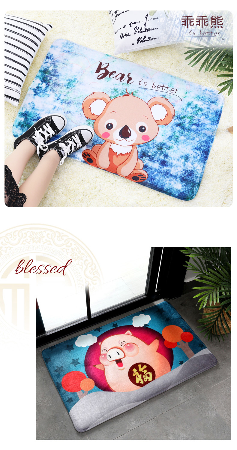 Cartoon lợn mat đỏ cửa mat trượt toilet cửa phòng ngủ mat con nhà vệ sinh thảm phòng tắm thấm - Thảm sàn thảm nhà bếp