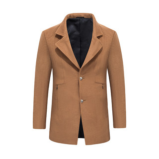 Niaojia Shearling Wool Coat for Men, Winter Slim-Fit Solid Color Coat, Business Casual Mid-Length Jacket 93081