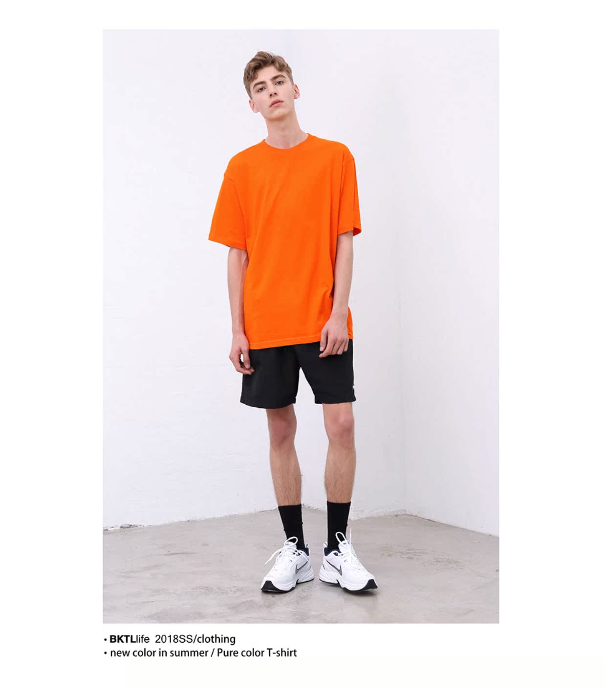 BKTL hè nam và nữ màu ngắn tay áo thun ngắn tay Đường phố hip-hop cổ tròn cơ sở áo thun cotton ngắn tay áo thun gucci