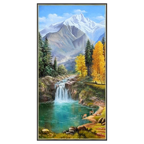 Cornucopia hand-painted oil painting entrance hall decorative painting vertical version living room landscape painting corridor hanging painting 2024 new high-end