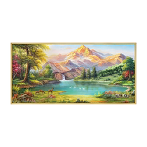 Light luxury landscape decorative painting living room American sofa background wall hanging painting horizontal mural landscape hand-painted oil painting Jinshan
