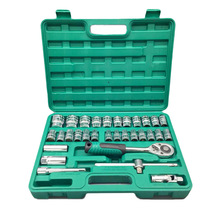 Pearl nickel 32-piece mirror socket assembly auto repair tool household ratchet quick wrench combination sleeve