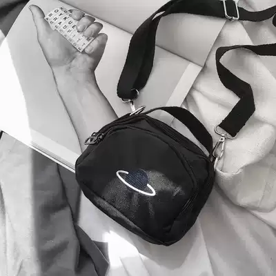 KAFKAsSHOP planet small bag messenger shoulder embroidery small round bag Harajuku tide student male and female couples