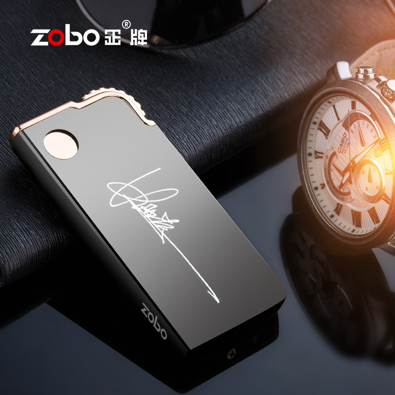 zobo positive card charging lighter creative personality wave men lettering custom mesh red windproof cigarette lighter send boyfriend