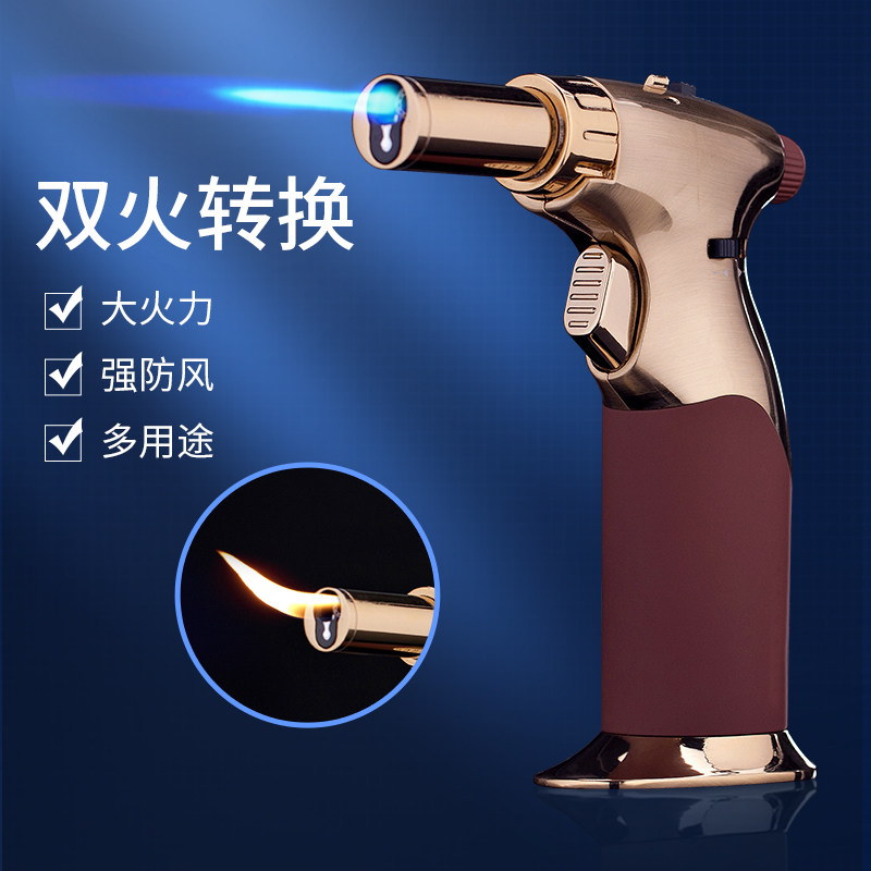 Windproof Spray Fire Gun Lighter Inflatable High Temperature Straight Punch Welding Gun Point Moxibustion Cigar Men Special Gas Ignitor