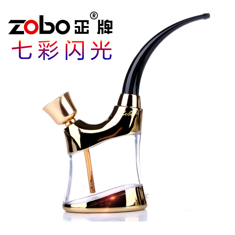 Zobo genuine pipe smoking pot gold and silver two-color cycle filter hookah personalized creative colorful flash