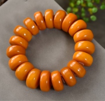 Natural Russian material orange red skin old beeswax 23mm wheel bead pancake bracelet mens chicken fat red mound bracelet fj