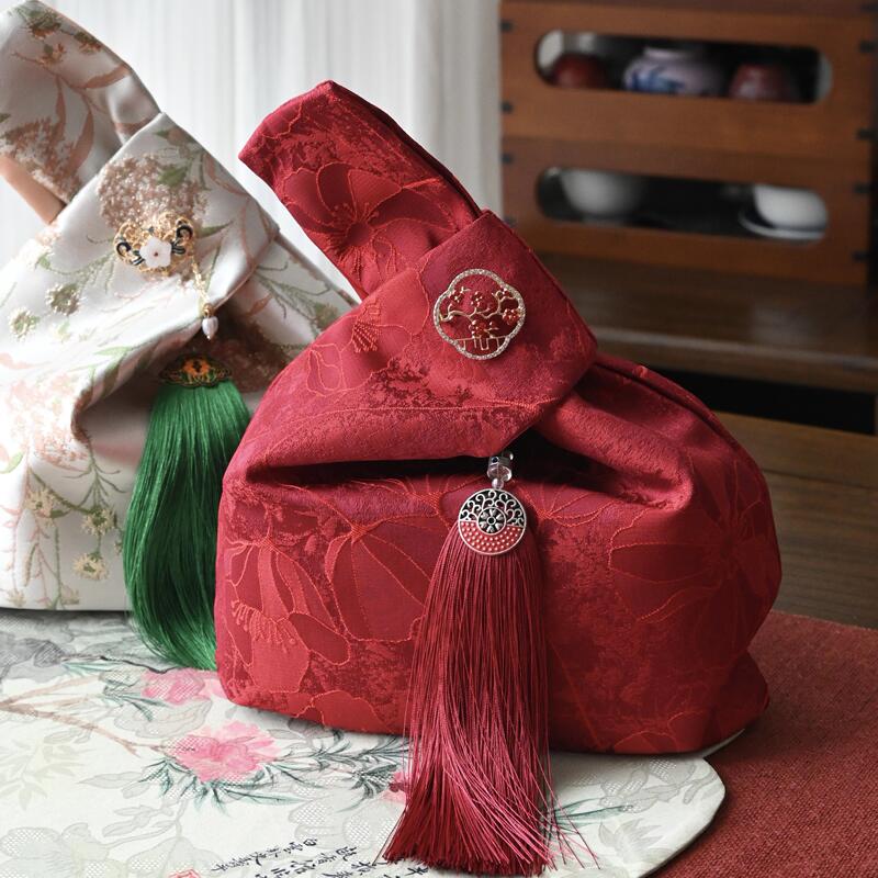 New Chinese Style Wrist Bag Wedding Festival Gift Fabric Bag Wedding Candy Tea Packaging Fabric Tote Bag