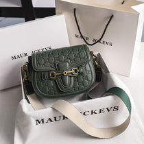 Hong Kong MaurJckevs leather womens bag 2021 new fashion high-class sense of foreign style shoulder messenger bag saddle bag