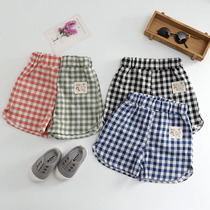 Yuehe Net red shorts small childrens plaid shorts 1 to 4 years old men and women summer hot pants sports pants