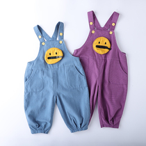 Childrens strap pants Spring and Autumn New Korean girls loose suspenders male baby casual pants baby casual pants