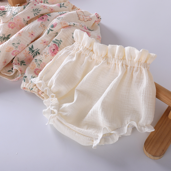 Pp Baby Summer Pure Cotton Thin Beige Base Shorts — 2